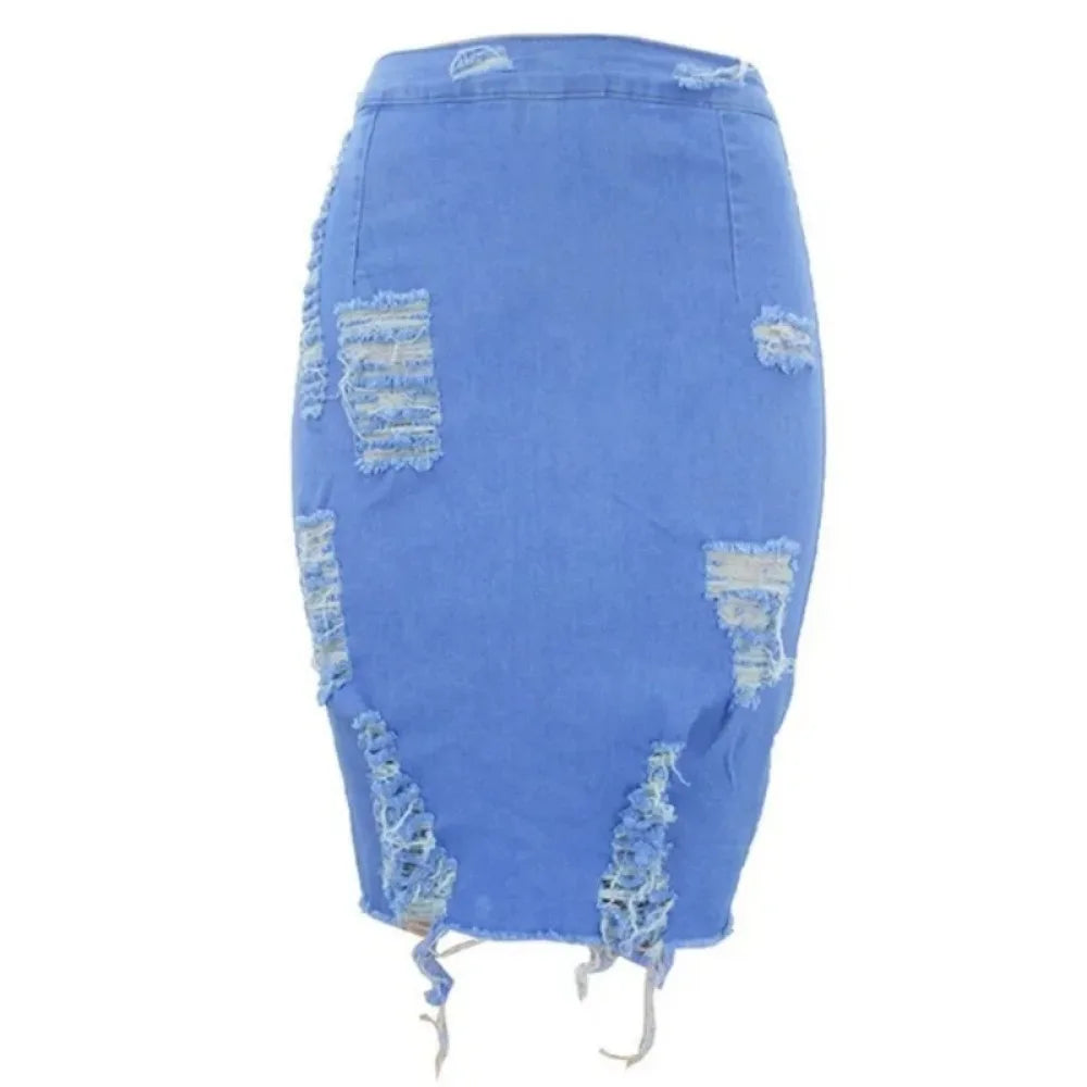 Damen Ripped Denim Minirock – High Waist Streetstyle